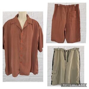 Men's 2 piece Resort/Swim Set. Big Tall XL, Button up & reversible shorts, NWOT